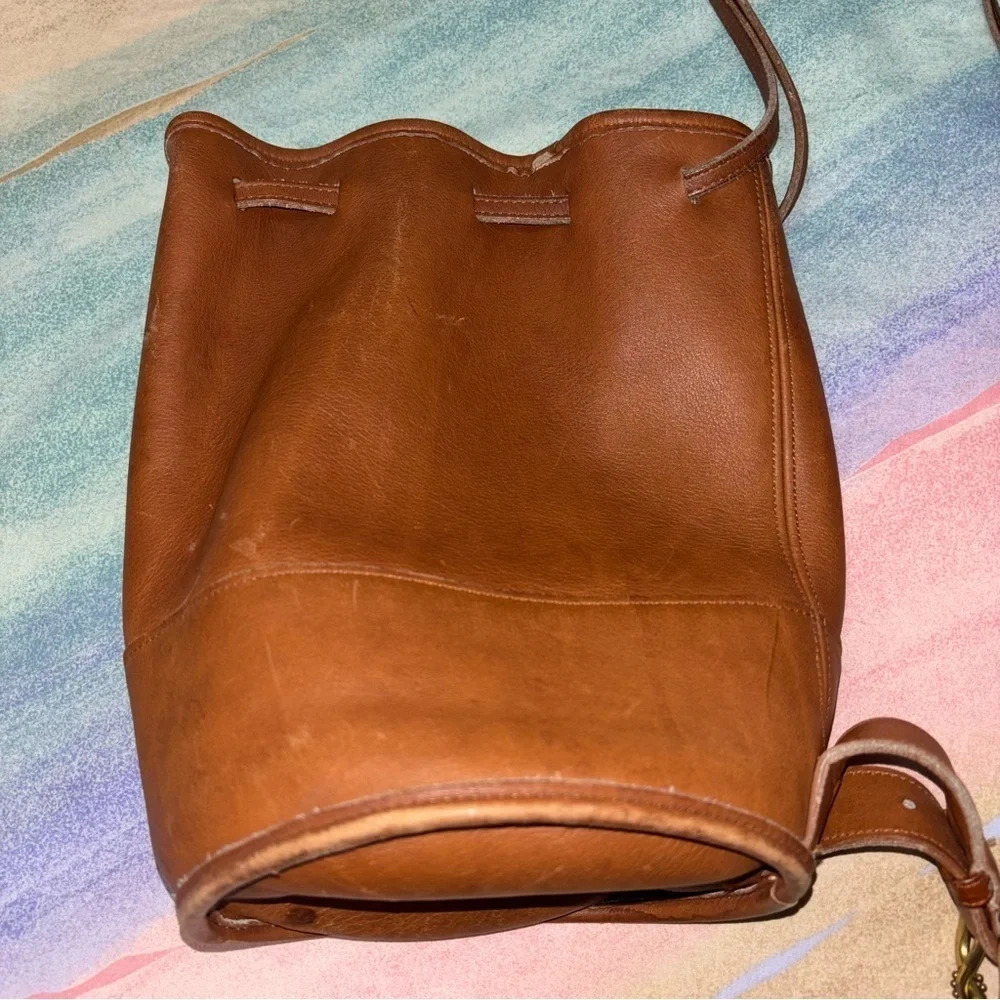 Vintage Old COACH 9984 Drawstring Shoulder Bag -Brown Leather